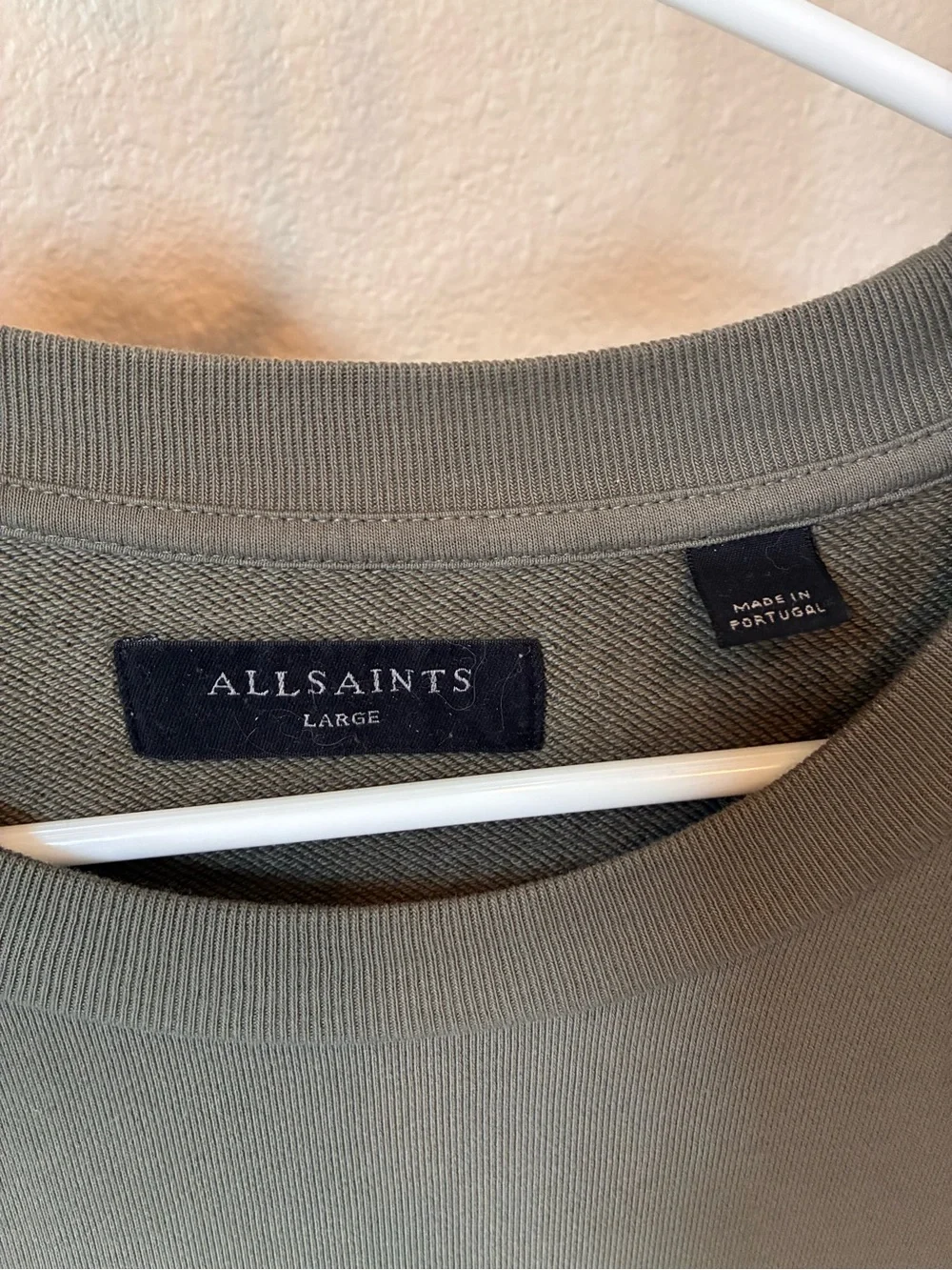 AllSaints Olive Green Crewneck Sweatshirt with Circular Logo - Picture 3 of 3